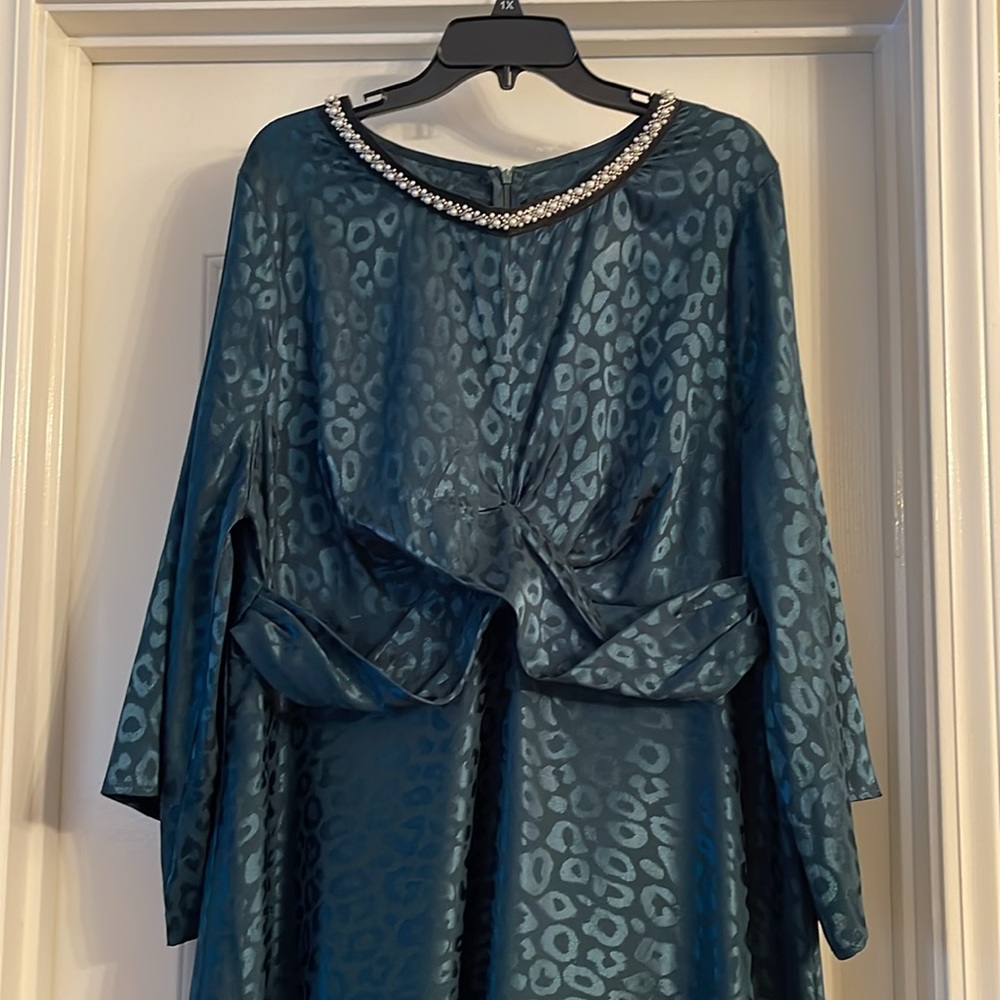 SHEIN dark teal/greenish  Long Sleeve Dress, size 3X - Picture 7 of 14